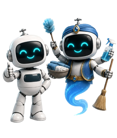 Mort and his AI genie sidekick — repetitive tasks handled magically